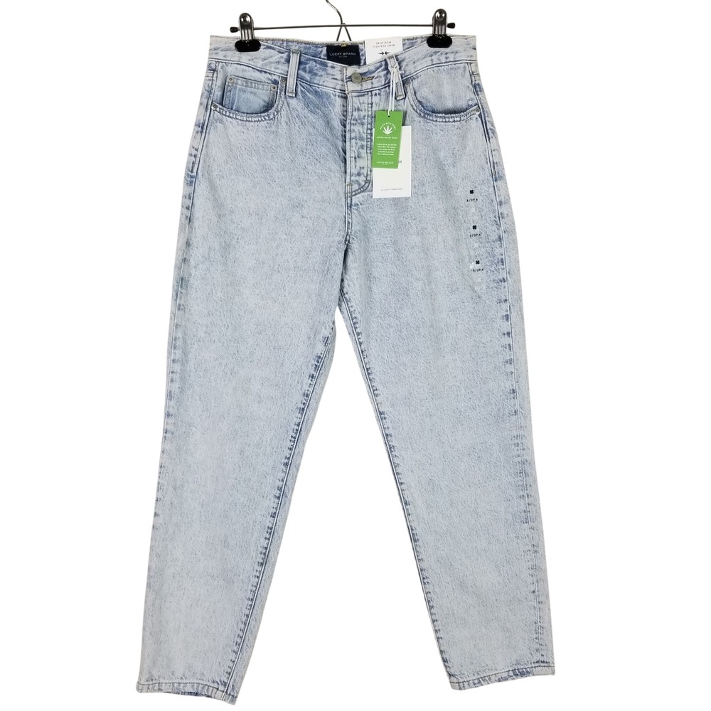 Lucky Brand Drew Mom Jeans Womens 8/29 Light Wash High Rise Taper Hemp Rigid